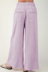 High Waist Mineral Wash Exposed Seam Drawstring Wide Leg Pants